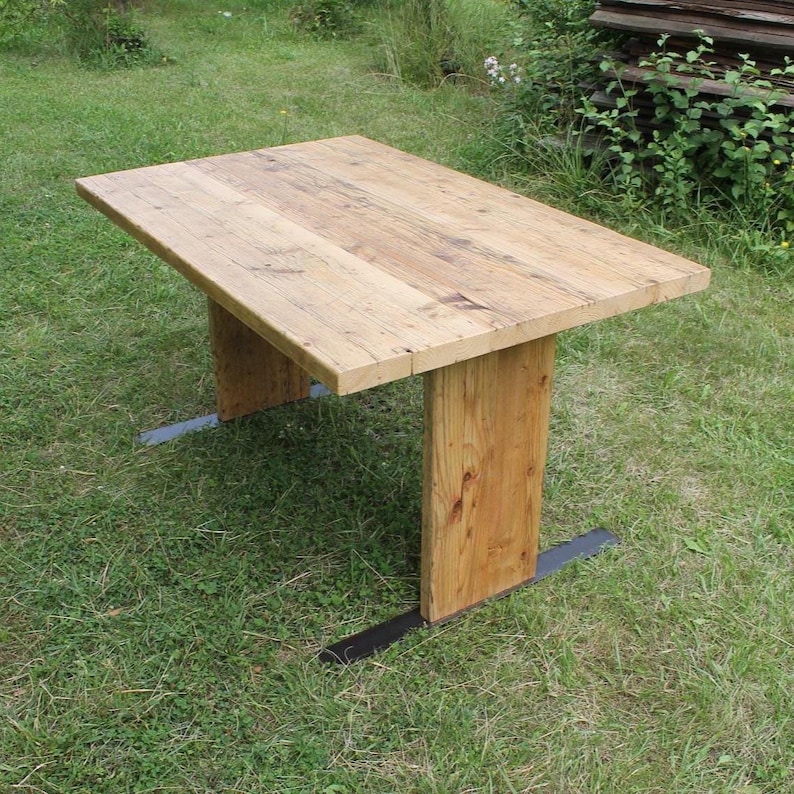 Dining table made of reclaimed wood, dining table made of old scaffolding planks, solid wood table, plank table, industrial table, kitchen table, XXL table, country house table image 1
