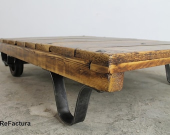 Pallet trolley, coffee table, rolling pallet, loft table, pallet trolley, industrial table, pallet table, table