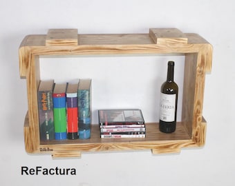 Wall shelf made of construction timber / wall board, wall console, bookcase, DVD shelf, CD shelf