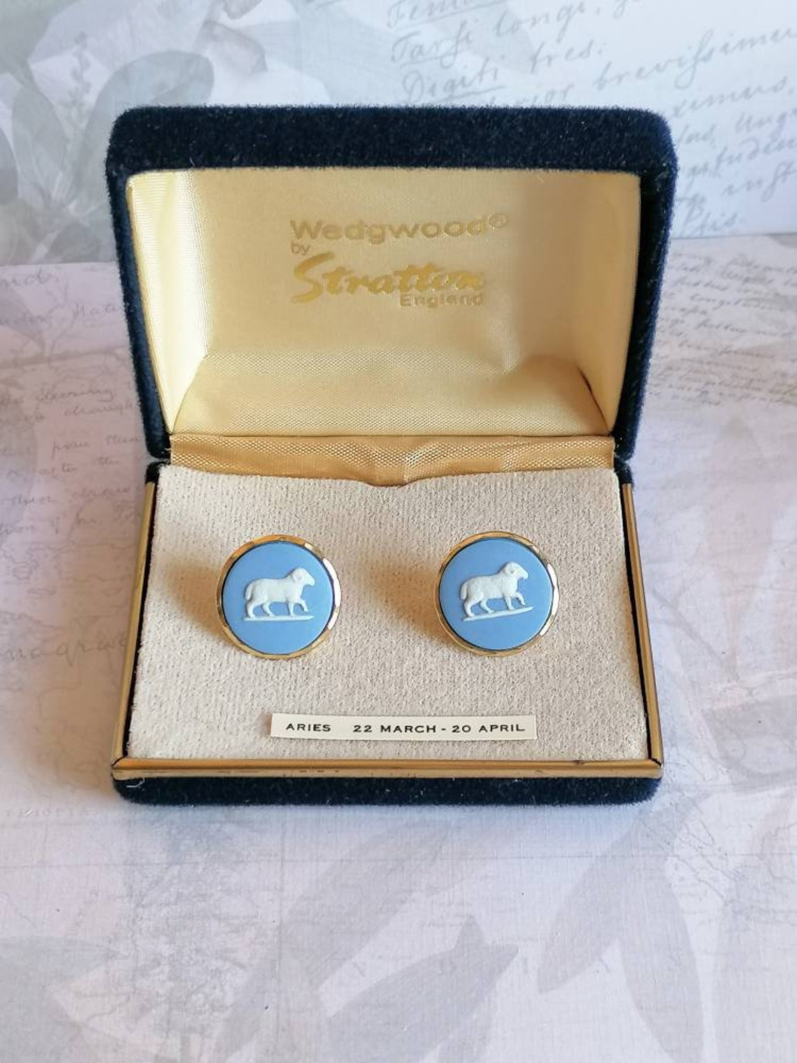 Wedgwood Aries Cufflinks by Stratton Zodiac The Ram Light Etsy