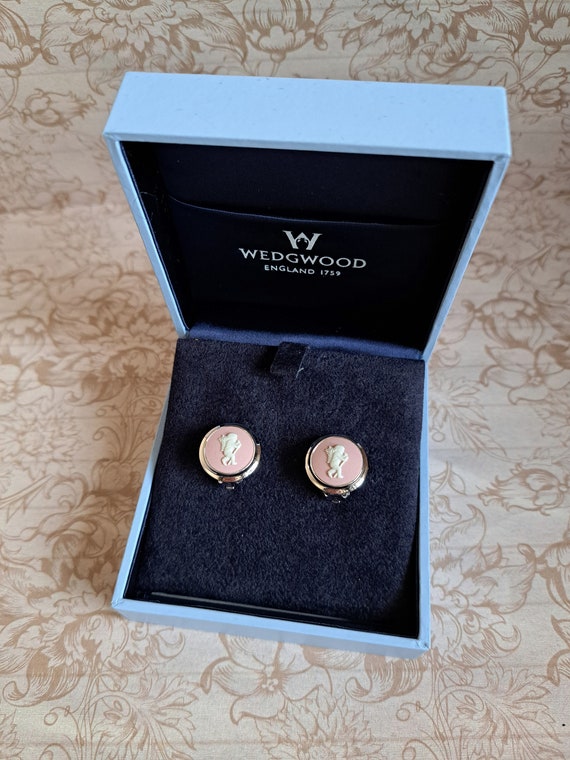 Pink Wedgwood Clip On Earrings Jasperware Putti Ca