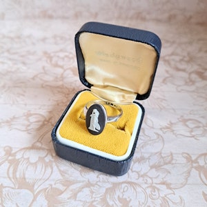 Vintage Black Wedgwood Jasperware Cameo Ring, Old/New Stock, Sterling Silver Fully HM c1970s, Andromache Greek Mythology Option Vintage Box