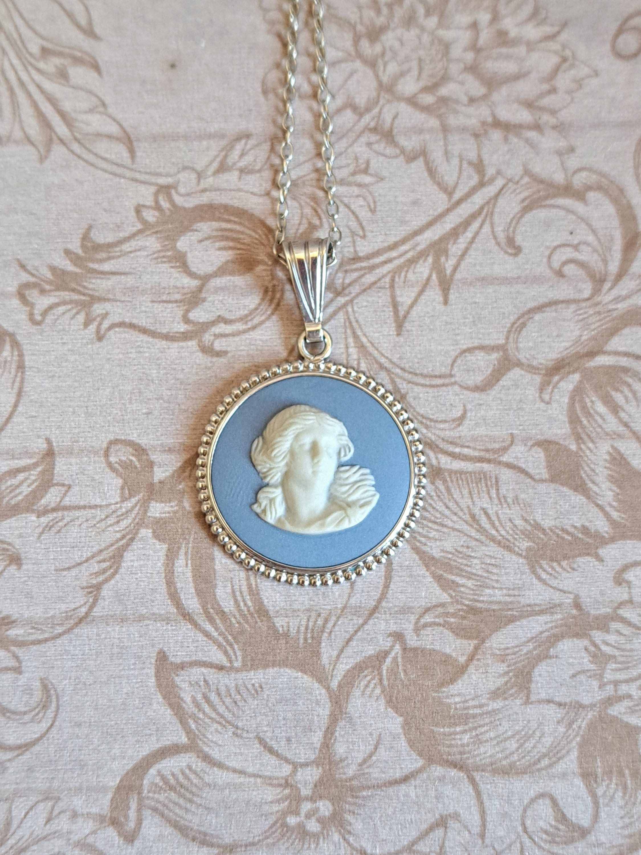 Vintage Wedgwood Blue Jasperware Cameo Pendant Classical