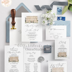 Watercolor Wedding Invitation Printable Wedding Venue Invite Suite Personalized Wedding Invitation Package Elegant Wedding Invitation Set