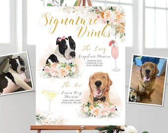 Signature Drink Sign Pet, Watercolor Wedding Sign Pets, Dog Bar Menu Signs, Signature Cocktail with Cats, Dog Signature Drink Sign Printable