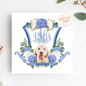 Custom Wedding Crest Logo with Dogs, Wedding Watercolor Crest Monogram Logo with Pets, Wedding Crest with Dogs, Wedding Logo Digital Files