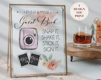 Wedding Guestbook Sign Printable, Instax Mini Photo Guestbook Sign, Instax Camera Photo Guestbook sign, Watercolor Wedding Guestbook Signage