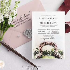 Watercolor Wedding Invitation Printable Wedding Venue Invite Suite Personalized Wedding Invitation Package Elegant Wedding Invitation Set