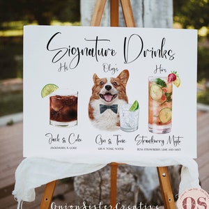 Signo de menú de bar de boda para perros con mascotas imprimibles, signos de bebidas para perros, decoración de mesa de boda, signos de boda minimalistas, mascotas, signos de bebidas exclusivos, gatos