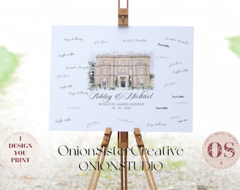 Wedding Venue Guest Book Alternative, Watercolor Wedding Venue Welcome Signs, Personalized Wedding Welcome Guestbook Sign Printable
