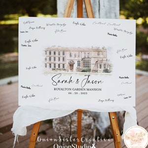Hochzeit Ort Gästebuch Alternative, Aquarell Hochzeit Ort Willkommen Schilder, Personalisierte Hochzeit Willkommen Gästebuch Zeichen Printable