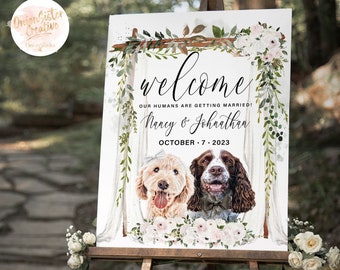 Wedding Welcome Sign Pet, Printable Welcome Wedding Sign Pet, Boho Wedding decor Dog, Rustic Wedding Signs Cat, Personalized Wedding Signage