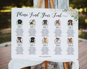 Dog Wedding Sign Seating Chart Printable, Pet Wedding Seating Chart Signs, Wedding Seating Chart Sign Personalized, Dog Wedding Signage