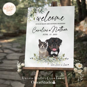 Custom Wedding Welcome Sign Pet, Printable Welcome Wedding Sign Pet, Boho Wedding decor Dog, Rustic Wedding Signs Cat, Personalized Wedding