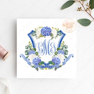 Custom Wedding Crest Logo, Wedding Watercolor Crest Monogram Logo with Pets, Wedding Crest with Dogs, Digital Wedding Logo PNG JPG Files