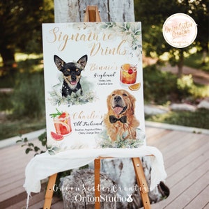 Custom Pet Drinks Sign Wedding Decoration, Printable Wedding Signature Drink Sign Dogs, Signature Cocktail Drink sign Cats, Wedding Signage