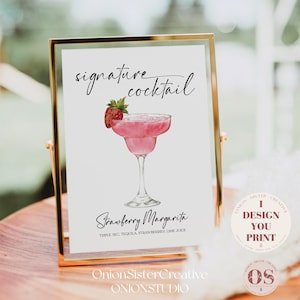 Printable Wedding Signature Drinks Sign, Signature Cocktail Sign, Minimal Wedding Bar Signs, Wedding Bride and Groom Drinks Table Sign