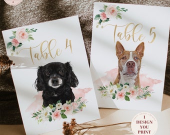 Wedding Table Number Printable, Wedding Table Number Cards Pet, Personalized Wedding Table Number Dogs, Wedding Table Number Signs Cats