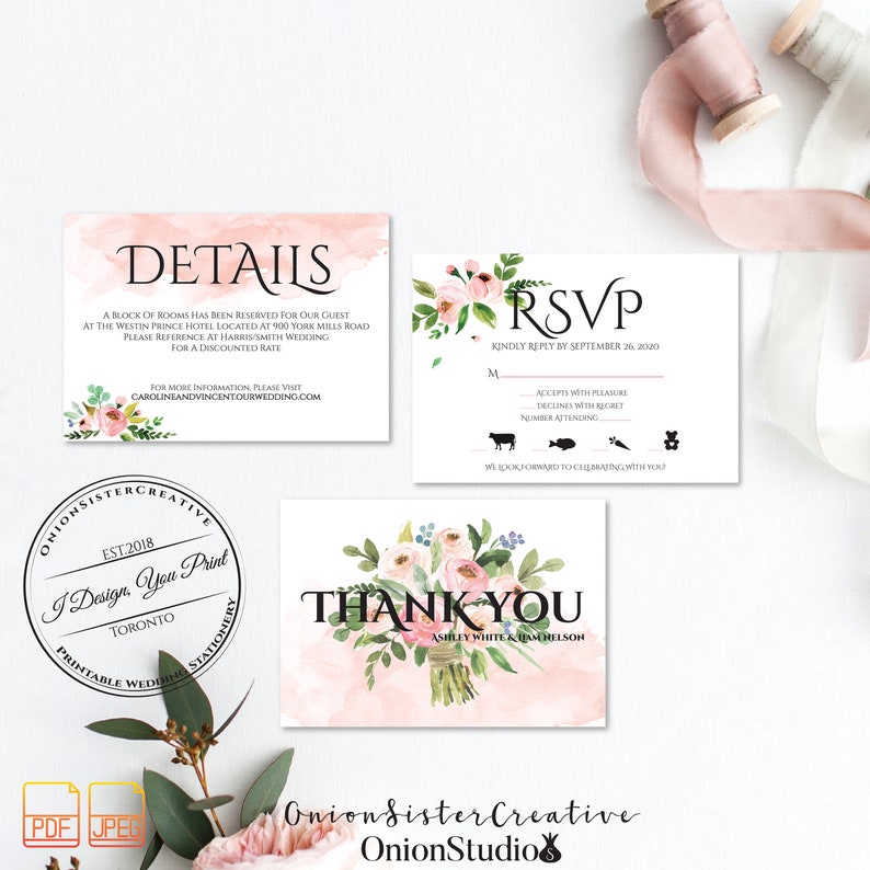 Boho Wedding Invitation Suite Printable Wedding Invitation Set Blush Watercolor Peony Rustic Wedding Invites Greenery Wedding Invitations Paper Party Supplies Invitations Announcements Delage Com Br