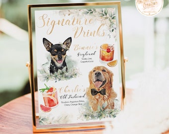 Custom Pet Signature Drinks Sign, Dog Wedding Menu (Digital File)
