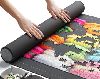 Jigsaw Puzzle Mat Roll Up - Puzzle Lover Gift for Mom Dad Parents Coworkers - Puzzle Saver Pad Up to 1500 Pieces Large Size 46” x 26”