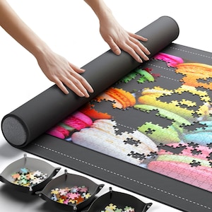 Jigsaw Puzzle Mat Roll Up - Puzzle Lover Gift for Mom Dad Parents Coworkers - Puzzle Saver Pad Up to 1500 Pieces Large Size 46” x 26”
