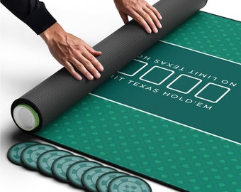 Newverest Poker Table Top 70" x 35", Texas Hold'em Poker Mat in Gift-Ready Box for Home Game Nights Up to 10 Players, Blackjack, Casino