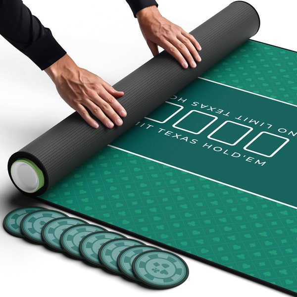 Newverest Poker Table Top 70" x 35", Texas Hold'em Poker Mat in Gift-Ready Box for Home Game Nights Up to 10 Players, Blackjack, Casino