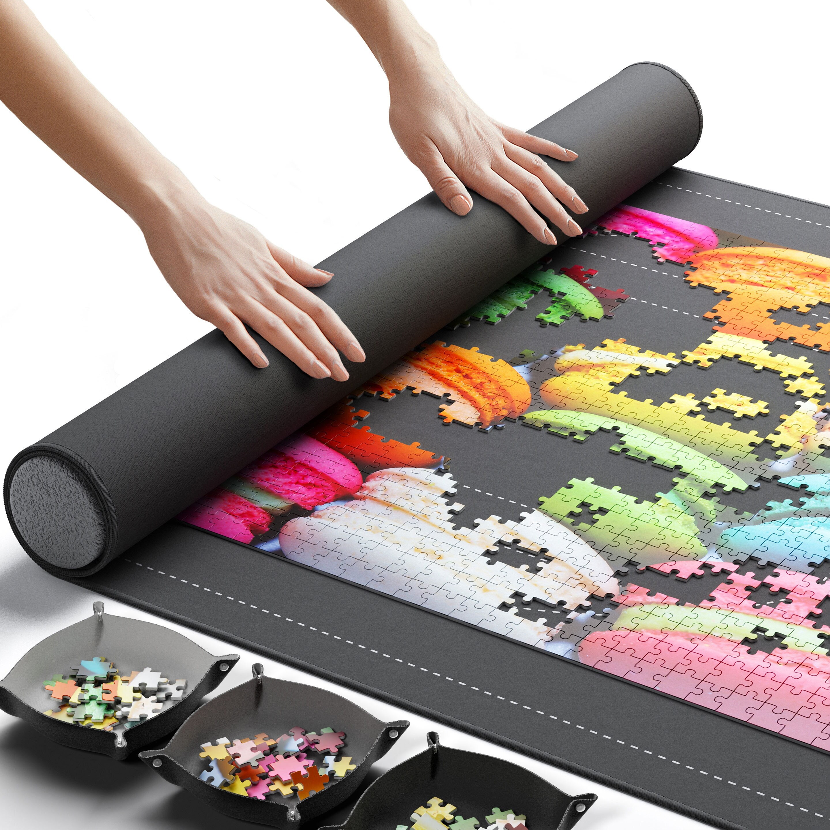 Lavievert Jigsaw Puzzle Board with 6 Sorting Trays, Lightweight Portable  Felt Puzzle Mat Puzzle Storage Puzzle Saver for Up to 1000 Pieces - Black