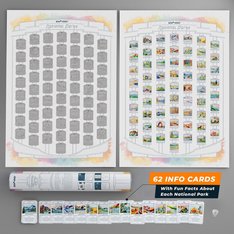 62 National Parks Bucket List Scratch Poster Scratch Off Map Etsy