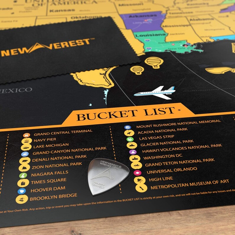 Framed USA Scratch Off Map with Oak Hanger Poster Etsy