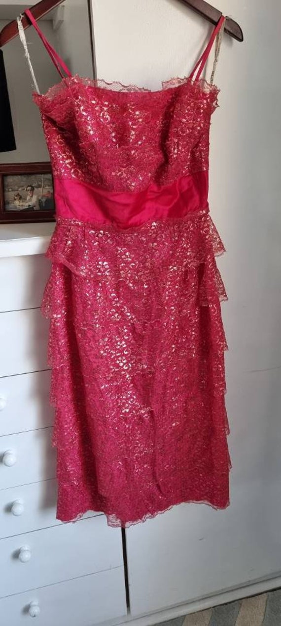 Blanes 1950s vintage pink evening dress 34"