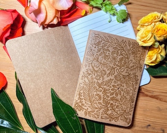 Hand Printed Floral Lined Notebook
