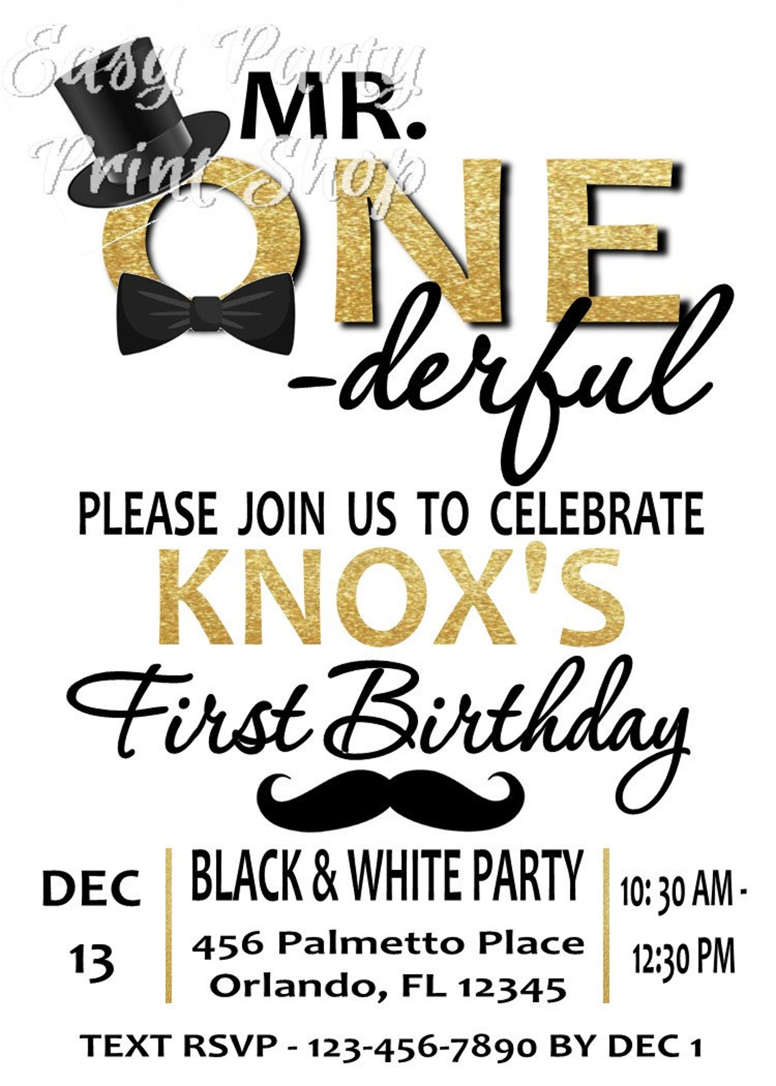 Mr. ONEderful Birthday Invitation Onederful Party Etsy