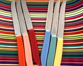 Vintage stainless steak knives Quikut steak knife set pastel steak knife set mid century steak knife set Fiesta steak knives