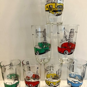 Vintage classic car tumbler/classic mercedes collector/classic mid century car/maserati tumbler/classic mid century car/classic Jaguar glass