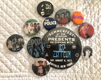 Vintage classic rock pin back/The Police pin/Heart pin/ The Who pin/Adam Ant pin back/the stones pin/Led Zeppelin pin/1980s music