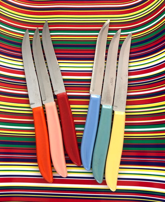 Vintage Stainless Steak Knives/quikut Steak Knife Set/pastel Steak