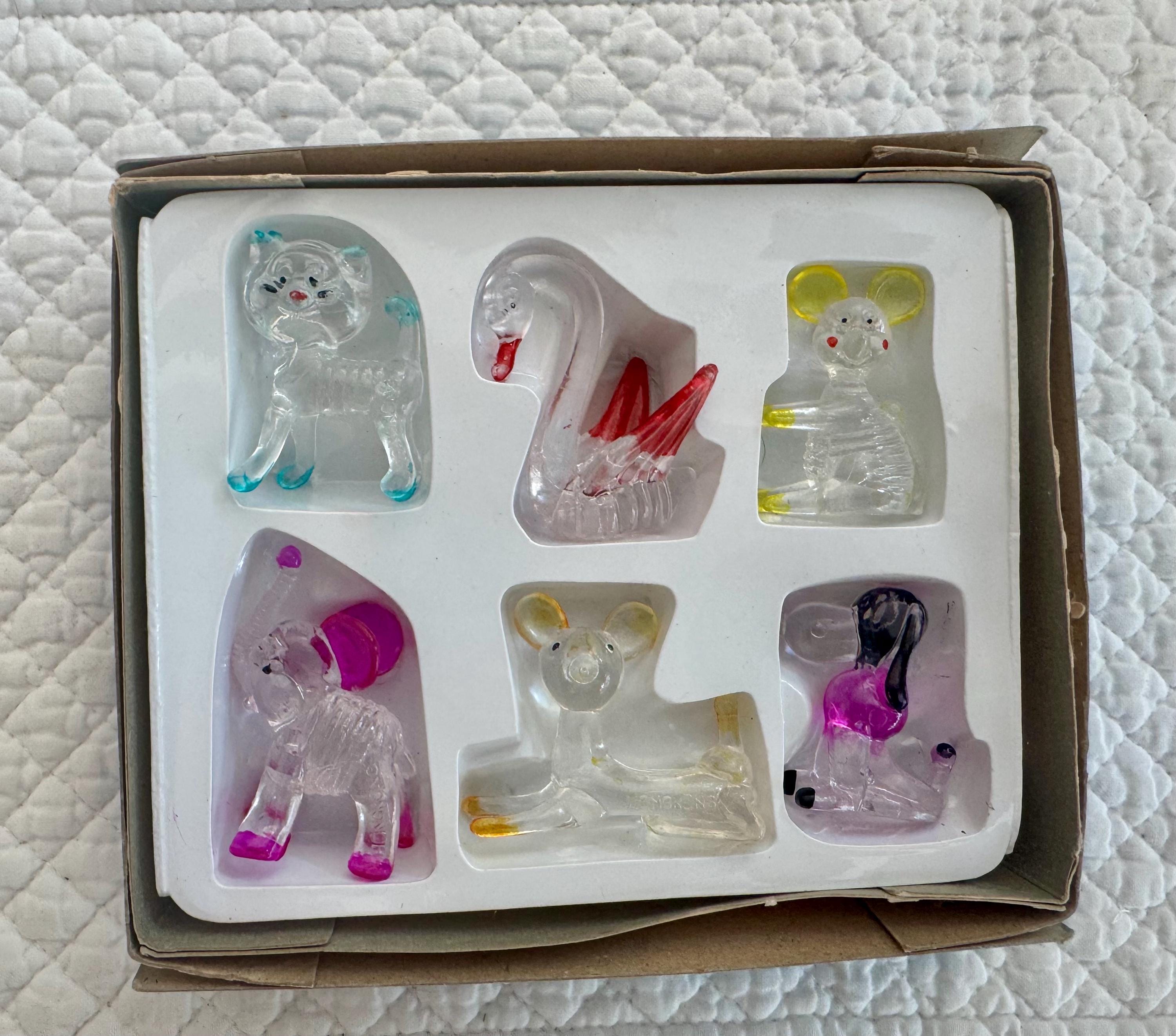 ヴィンテージクリスタルペット動物6個セット/小型クリスタルペット