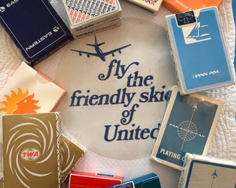 Vintage airline playing cards/Pam Am playing cards/TWA playing card/Eastern airlines/American Airlines playing cards/National air/Delta card