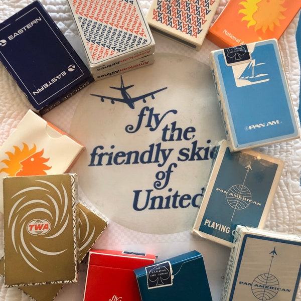 Vintage airline playing cards/Pam Am playing cards/TWA playing card/Eastern airlines/American Airlines playing cards/National air/Delta card