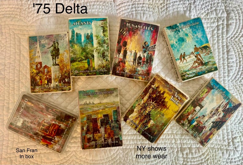 Vintage airline playing cards/Pam Am playing cards/TWA playing card/Eastern airlines/American Airlines playing cards/National air/Delta card image 3