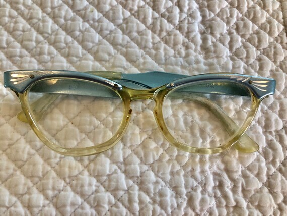 vintage blue mad men glasses/1950s cats eyeglasse… - image 3