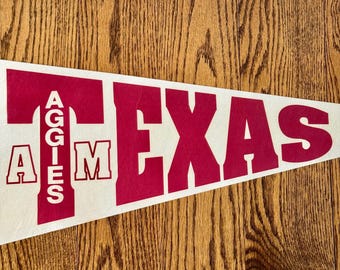 Banderín antiguo de los Texas A&M Aggies/Fútbol americano de la Universidad de Texas A&M/Fútbol americano de los Aggies de Texas/Texas A&M