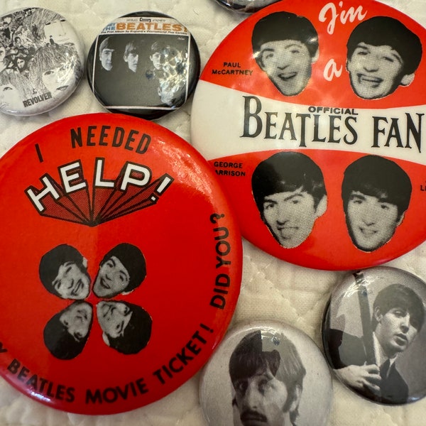 Vintage Beatles pins/The Beatles pin back/Meet the Beatles pins/Beatles album pins/Beatles fan club pins buttons