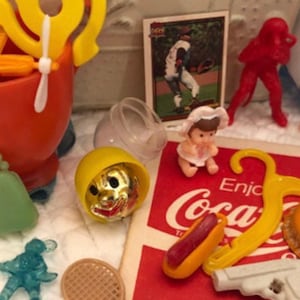 Vintage gum ball cracker Jack lot/mini vending prize lot/cracker Jack toy grab bag/time capsule Cracker Jack style toys/mini toy charm lot