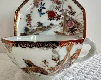Vintage Numbered Japanese Tea Cup and Saucer Set #5063 Collectible