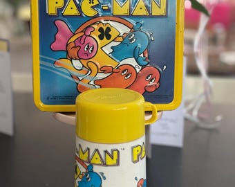 Vintage Pac-man Lunchbox & Bally Midway Glass Set - 1980s Arcade