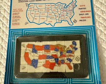 Vintage USA map sliding tile puzzle/map of US tile puzzle/roalex style map tile puzzle/Sliding tile map puzzle