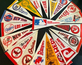 Vintage MLB mini baseball pennants/mid century baseball team pennants/1970s MLB pennants/baseball pennant memorabilia